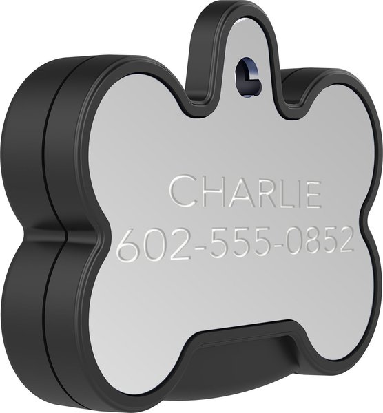 YIP Smart Tag Dog ID Tag - Works with Samsung Galaxy Phones, Bone, Silver 