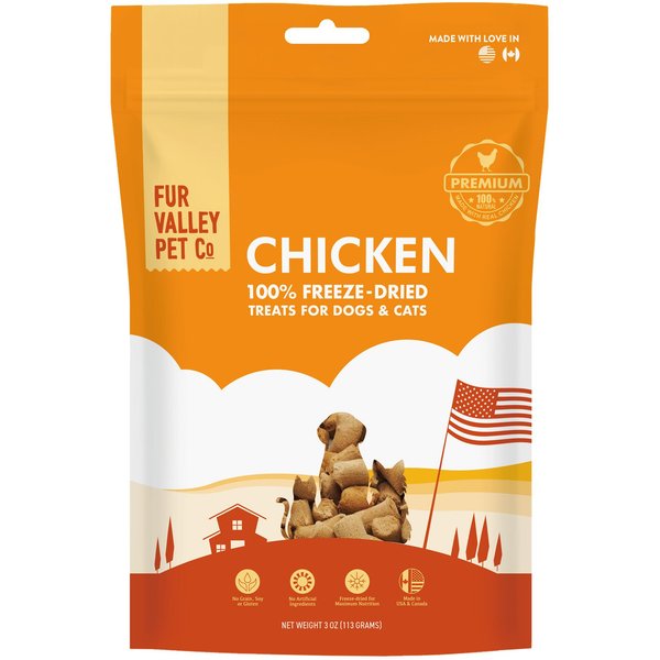 Fur Valley Chicken Bites Grain-Free Freeze-Dried Dog Treats, 3-oz bag
