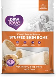 Paw Love 5.5-in Peanut Butter Stuffed Shin Bone Dog Treat, 2 count