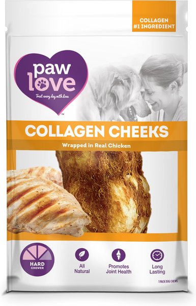 PawLove 5-in Peanut Butter Beef Collagen Cheeks Dog Treat