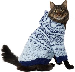 Frisco Snuggle Up Knit Dog & Cat Hoodie, Blue, Small