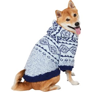 Frisco Snuggle Up Knit Dog & Cat Hoodie, Blue, Medium