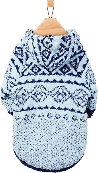 Show full view: Frisco Snuggle Up Knit Dog & Cat Hoodie, Blue, XX-Large slide 3 of 10