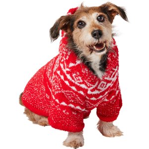 Frisco Snuggle Up Knit Dog & Cat Hoodie, Red, Large