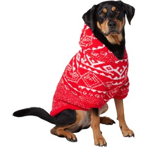 Frisco Snuggle Up Knit Dog & Cat Hoodie, Red, X-Large
