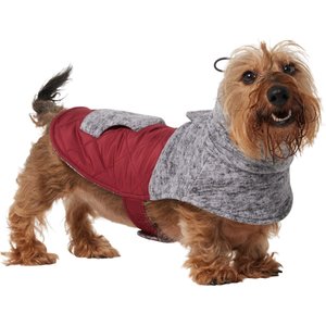 Frisco Medium Weight Quilted Dog Coat with brushed Fleece Snood, Burgundy, Small