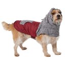 Frisco Medium Weight Quilted Dog Coat with brushed Fleece Snood, Burgundy, Large