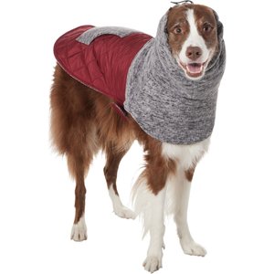 Frisco Medium Weight Quilted Dog Coat with brushed Fleece Snood, Burgundy, XX-Large