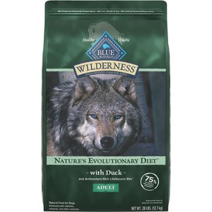 Blue Buffalo Wilderness Adult High Protein Natural Duck & Wholesome Grains Dry Dog Food, 28-lb bag