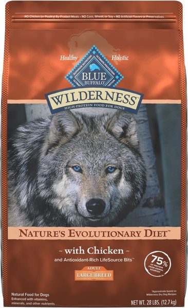 Blue Buffalo Wilderness Large Breed Adult High Protein Natural Chicken & Wholesome Grains Dry Dog Food, 28-lb bag slide 1 of 9
