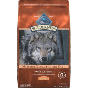 Blue Buffalo Wilderness Large Breed Adult High Protein Natural Chicken & Wholesome Grains Dry Dog Food, 28-lb bag