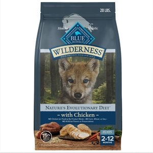 Blue Buffalo Nature's Evolutionary Diet Wilderness Chicken Puppy Dry Dog Food, 28-lb bag