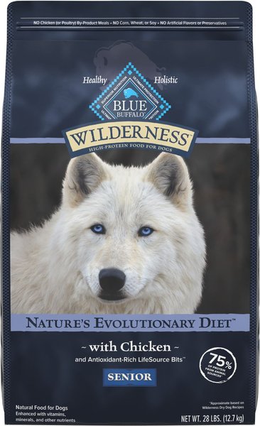 Blue Buffalo Wilderness Senior High Protein Natural Chicken & Wholesome Grains Dry Dog Food, 28-lb bag slide 1 of 9