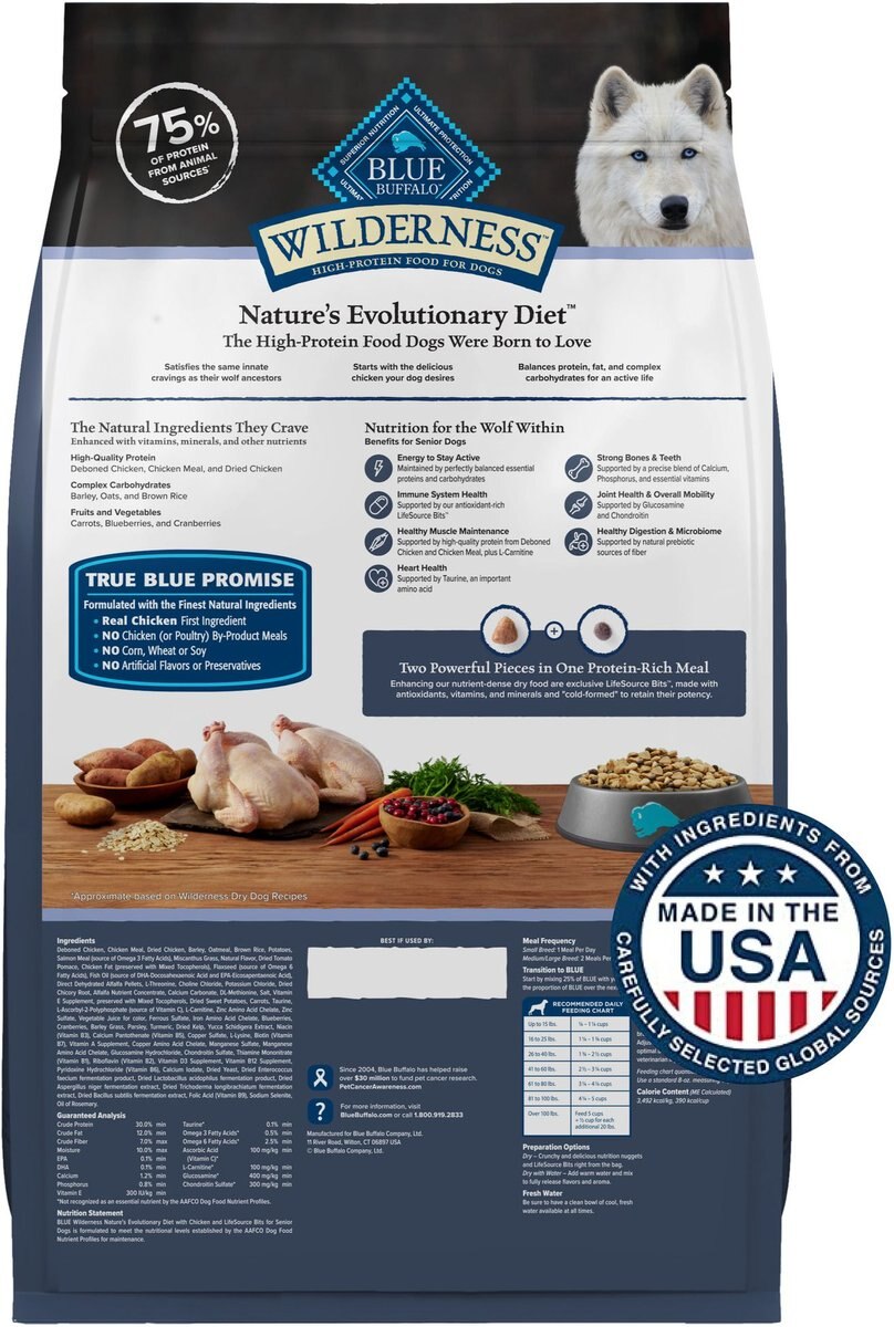 Blue wilderness 2025 senior dog food