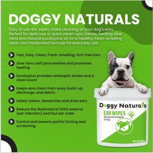 Pet Health Pharma Aloe & Eucalyptus Cat & Dog Ear Cleaner Wipes, 100 count