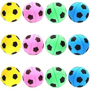 CoCoo Interactive Cat & Ferret Foam Soccer Fetch & Play Bouncy Ball Toy, 12 count