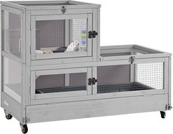 Aivituvin Two Level Small Pet Cage with Wheels, Grey