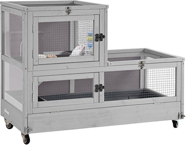 Aivituvin Two Level Small Pet Cage with Wheels, Grey slide 1 of 6