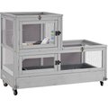 Aivituvin Two Level Small Pet Cage with Wheels, Grey