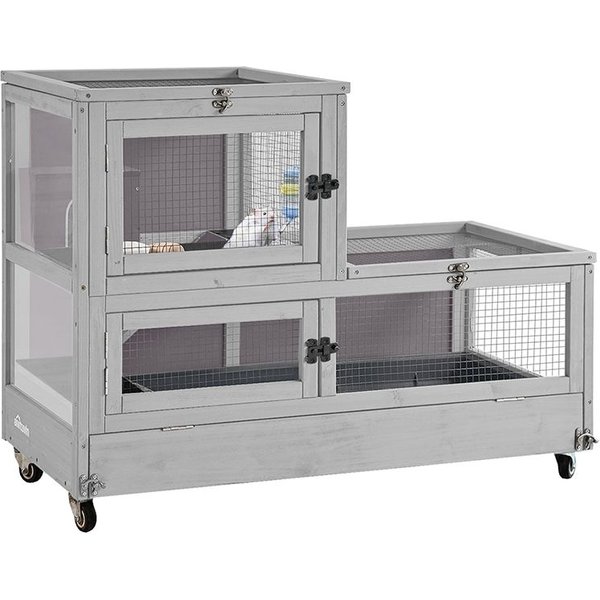 AIVITUVIN Two Level Small Pet Cage with Wheels, Grey - Chewy.com