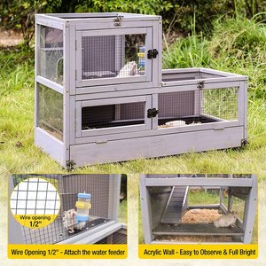 Aivituvin Two Level Small Pet Cage with Wheels, Grey