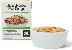 JustFoodForDogs Pantry Fresh Chicken & White Rice Fresh Dog Food, 12.5-oz pouch, case of 6