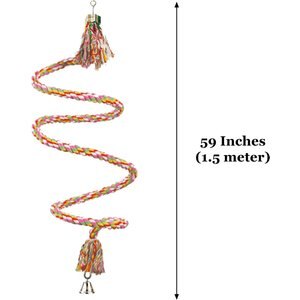 SunGrow Cockatiel & Parakeet Cotton Rope Perch for Bird Cages, Rat & Small Animal Climbing Accessories