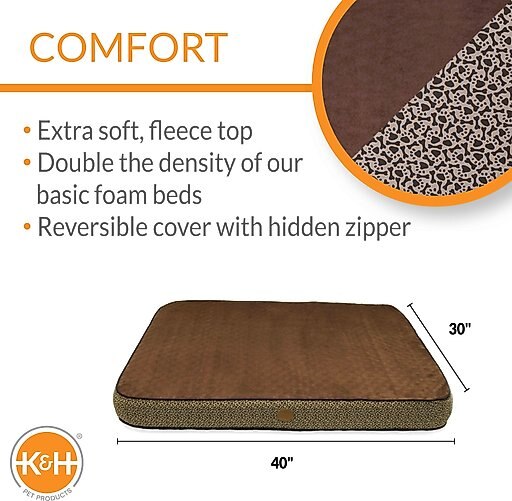 K&H Pet Products Superior Orthopedic Dog Bed, Mocha, Paw Bone Print, Medium 