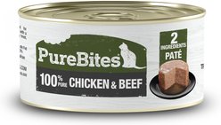 PureBites 100% Pure Chicken & Beef Pate Cat Food Toppings, 2.5-oz can