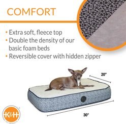 K&H Pet Products Superior Orthopedic Dog Bed, Gray, Paw Bone Print, Small slide 2 of 8