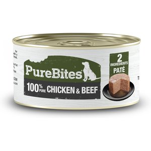 PureBites Dog Pates Chicken & Beef Food Topping, 2.5-oz can