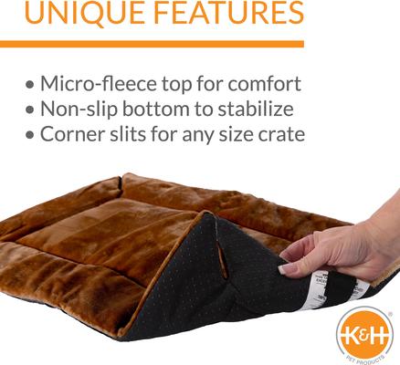 Show full view: K&H Pet Products Self-Warming Dog Crate Pad, Mocha, Mocha, 37 x 54 in slide 4 of 12