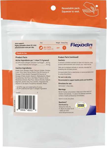 Vetoquinol Flexadin with UCII Dog & Cat Supplement, 19.04-oz bag, 180 count