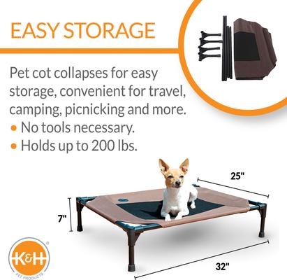 Show full view: K&H Pet Products Original Pet Cot Elevated Pet Bed, Chocolate, Medium slide 3 of 14