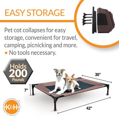 Show full view: K&H Pet Products Original Pet Cot Elevated Pet Bed, Chocolate, Large slide 2 of 13