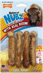 Nylabone Nubz WILD Natural Long Lasting Edible Bison Flavor Small Dog Chew Treat, 4 count