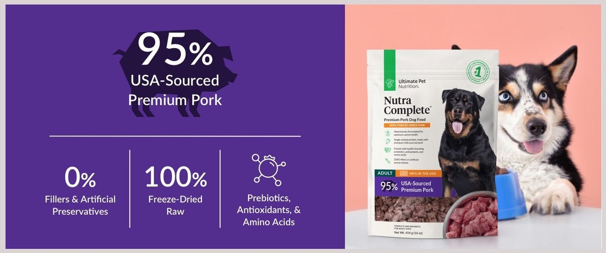 ULTIMATE PET NUTRITION Nutra Complete Premium Pork FreezeDried Raw Dog