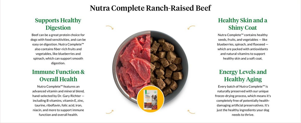 ULTIMATE PET NUTRITION Nutra Complete Premium Beef Freeze-Dried Raw Dog ...