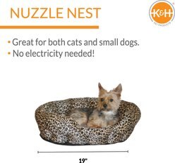K&H Pet Products Self-Warming Nuzzle Nest Bolster Cat & Dog Bed, Leopard slide 2 of 8