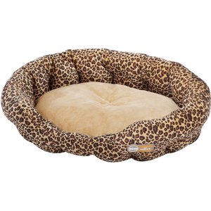 K&H Pet Products Self-Warming Nuzzle Nest Bolster Cat & Dog Bed, Leopard