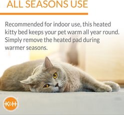 K&H Pet Products Thermo-Kitty Cuddle Up Indoor Heated Bolster Cat Bed, Mocha slide 2 of 8