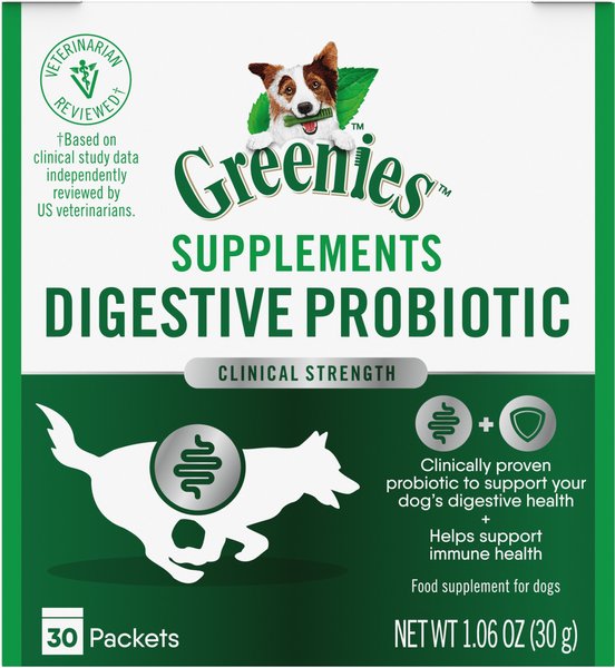 Greenies Digestive Probiotic Supplement Powder for Dogs, 1.06-oz box slide 1 of 9