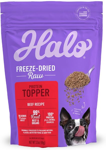 Halo Beef Protein Recipe Freeze-Dried Raw Dog Food Topper, 3.5-oz bag slide 1 of 6