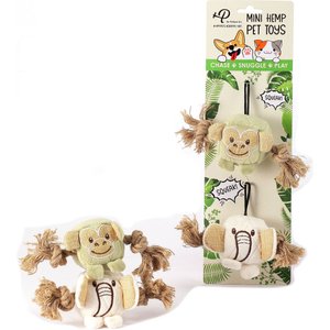 Petique Mini Hemp Chunky Monkey & Elephant Plush Dog Toy, 2 count