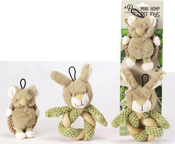 Petique Mini Hula Hemp Koala & Bunny Twist Plush Dog Toy, 2 count slide 1 of 4