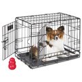 MidWest iCrate Fold & Carry Double Door Collapsible Wire Dog Crate, 22 inch + KONG Classic Dog Toy, X-Small