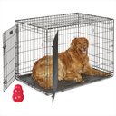 MidWest iCrate Fold & Carry Double Door Collapsible Wire Dog Crate, 42 inch + KONG Classic Dog Toy, Large