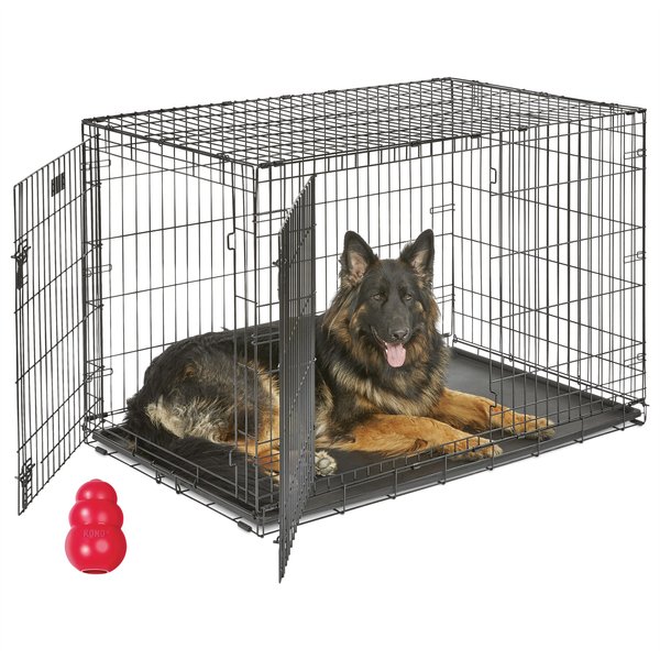 MidWest iCrate Fold & Carry Double Door Collapsible Wire Dog Crate + KONG Classic Dog Toy, X-Large slide 1 of 9