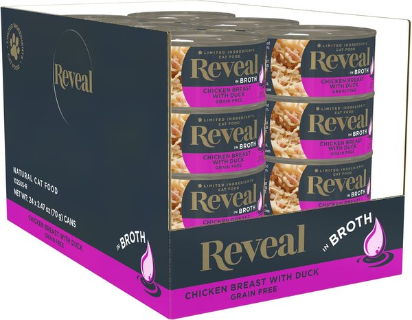 Reveal Natural Limited Ingredient Grain-Free Chicken Breast & Duck in Broth Wet Cat Food, 2.47-oz, case of 24