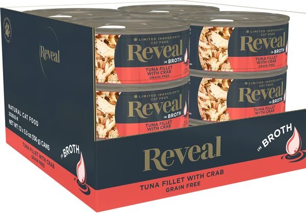 Reveal Natural Limited Ingredient Grain-Free Tuna Fillet with Crab in Broth Wet Cat Food, 5.5oz, case of 12 slide 1 of 10